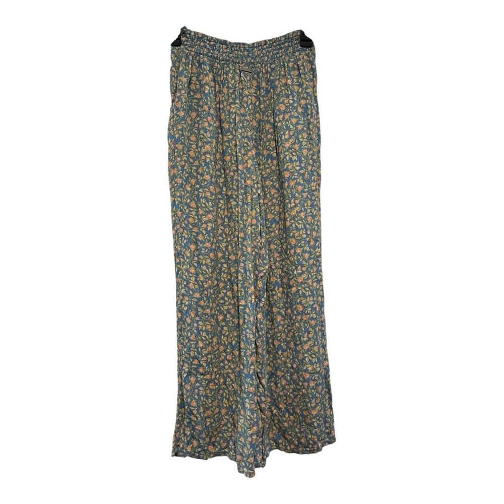 Billabong Blue Floral Boho Wide Leg Pants Cottagecore - Picture 4 of 5
